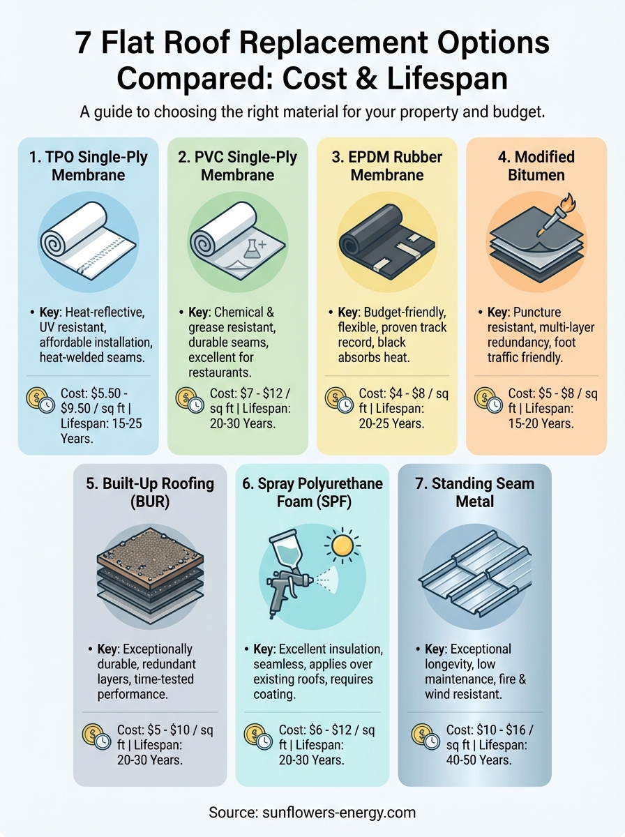 flat roof replacement options infographic