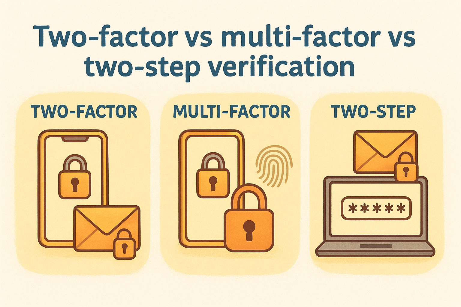 Two-factor vs multi-factor vs two-step verification