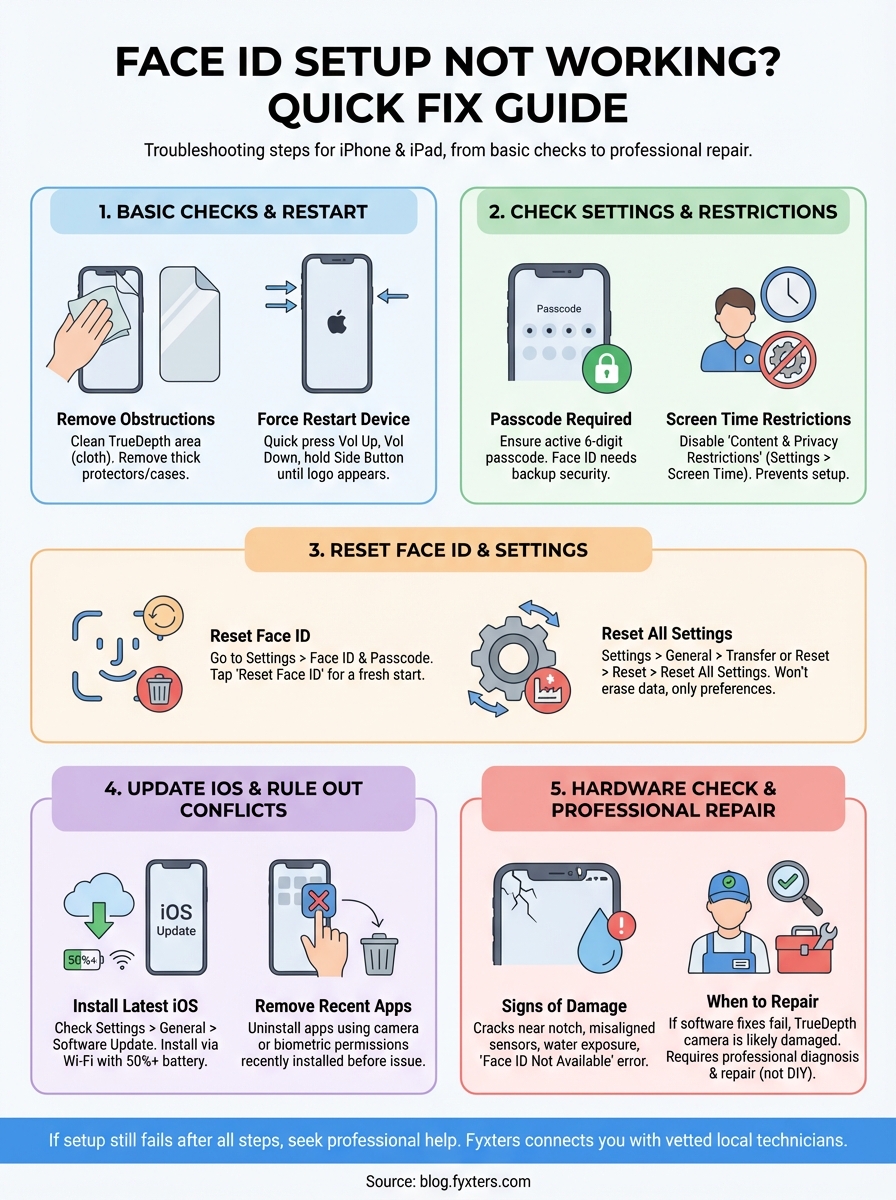 face id setup not working infographic