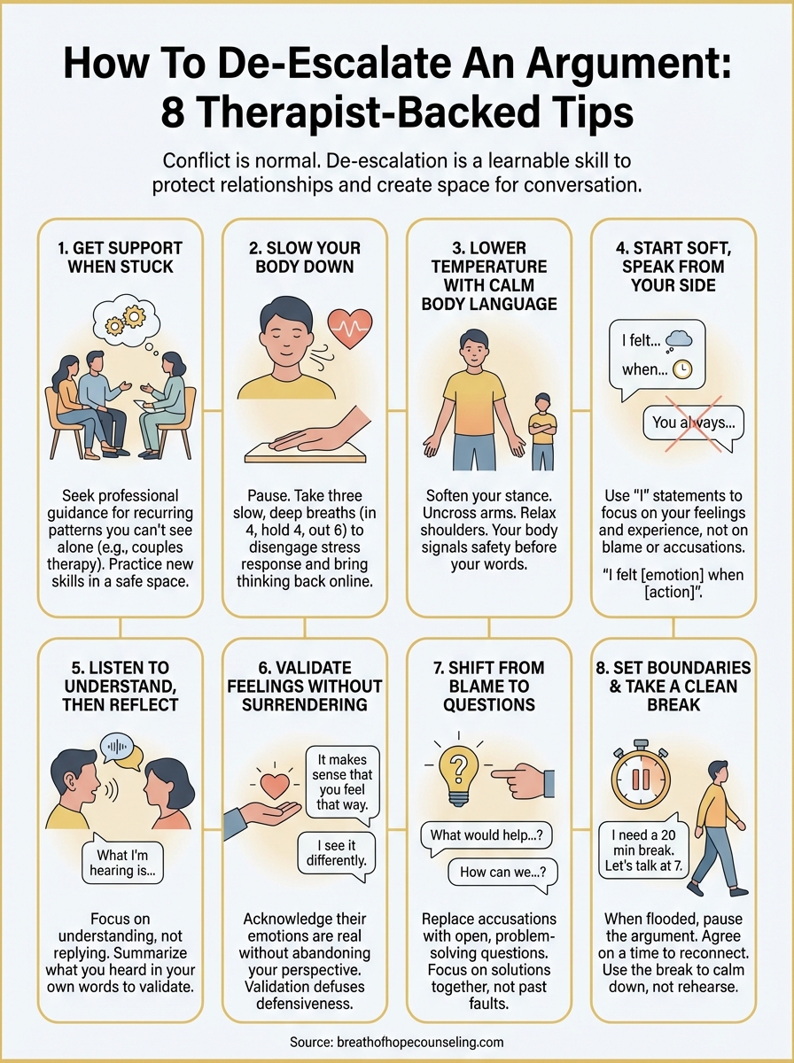 how to de-escalate an argument infographic