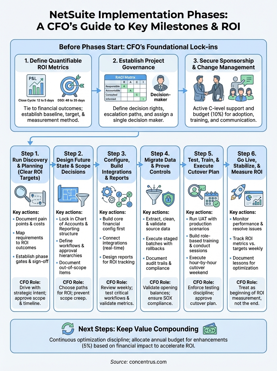 netsuite implementation phases infographic