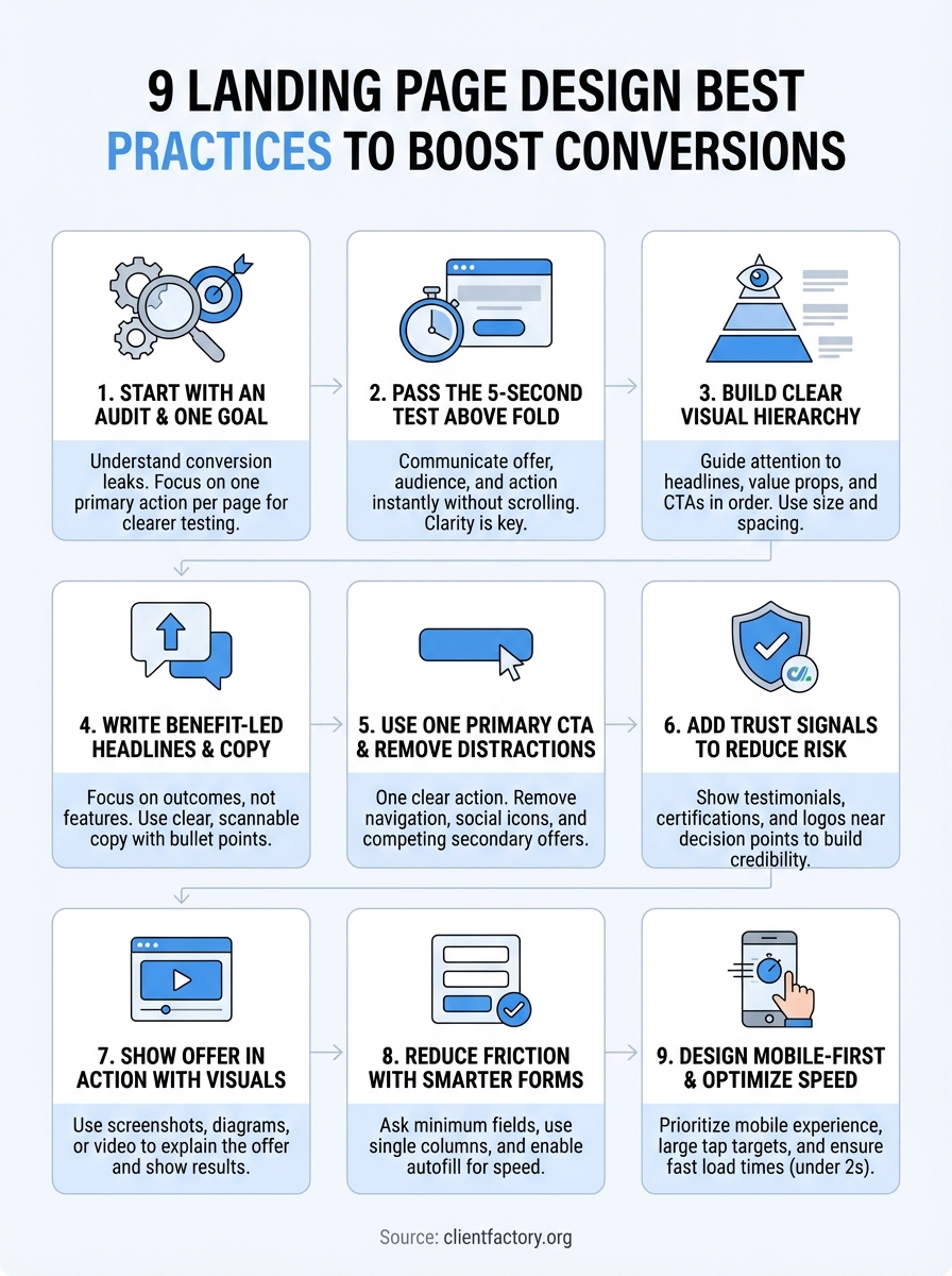 landing page design best practices infographic