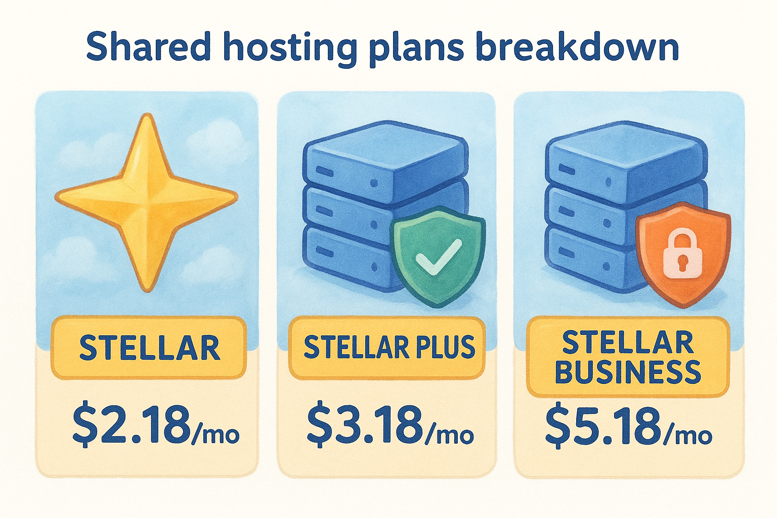 Shared hosting plans breakdown