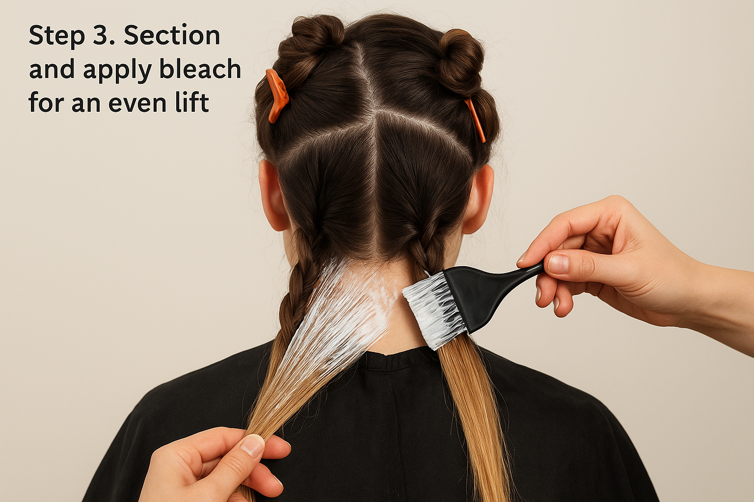 Step 3. Section and apply bleach for an even lift