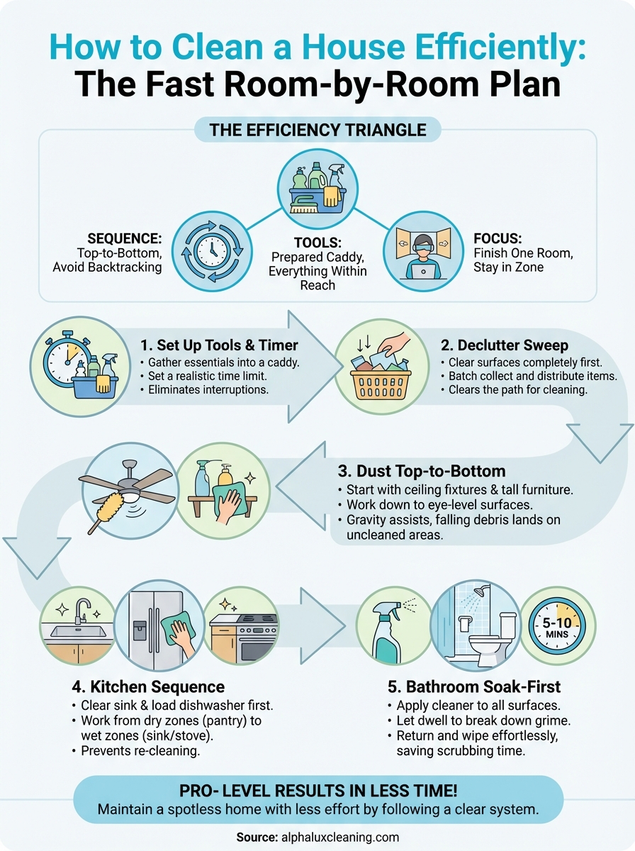 how to clean a house efficiently infographic