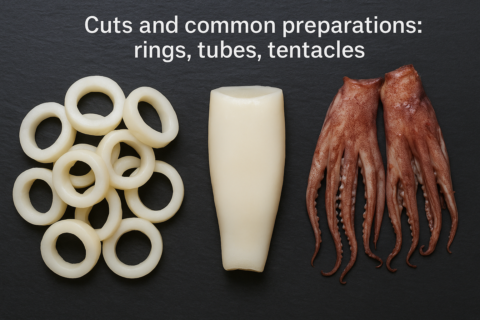 Cuts and common preparations: rings, tubes, tentacles
