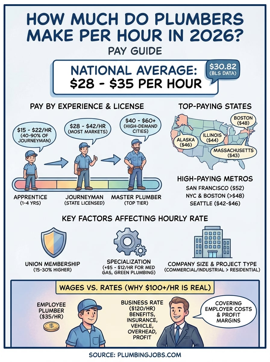 how much do plumbers make per hour infographic