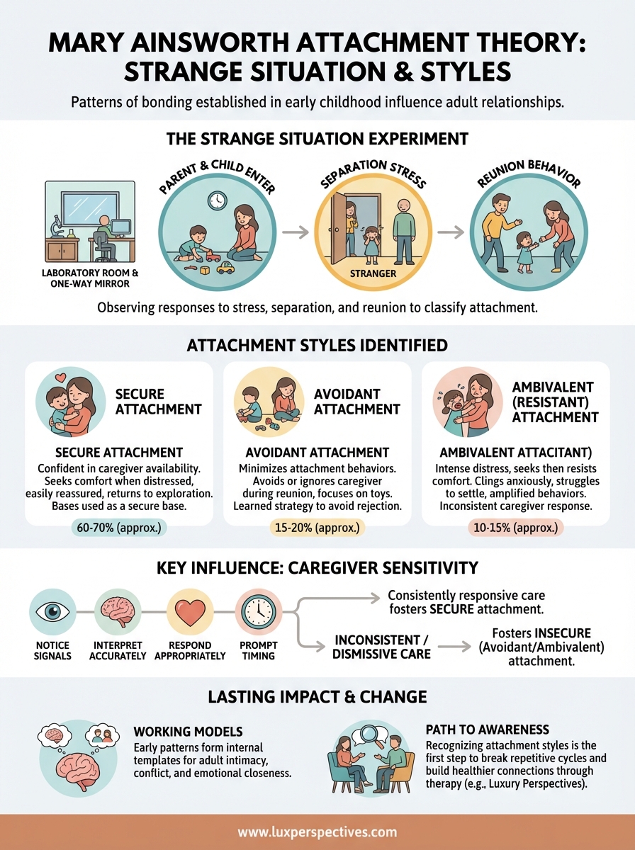 mary ainsworth attachment theory infographic