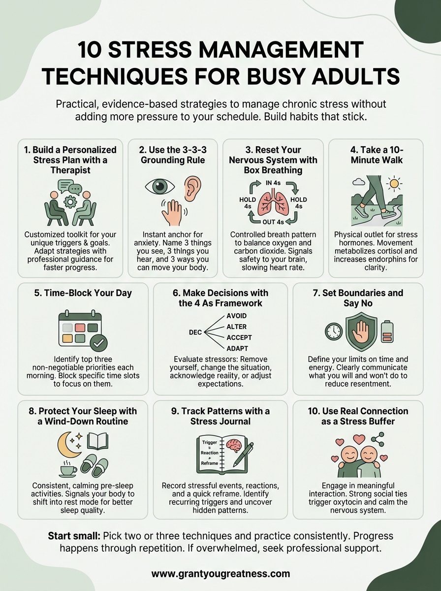 stress management techniques infographic
