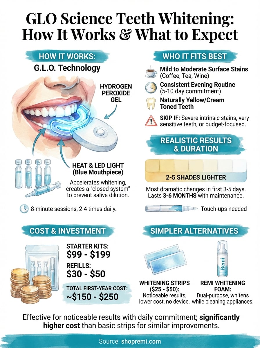 glo science teeth whitening infographic