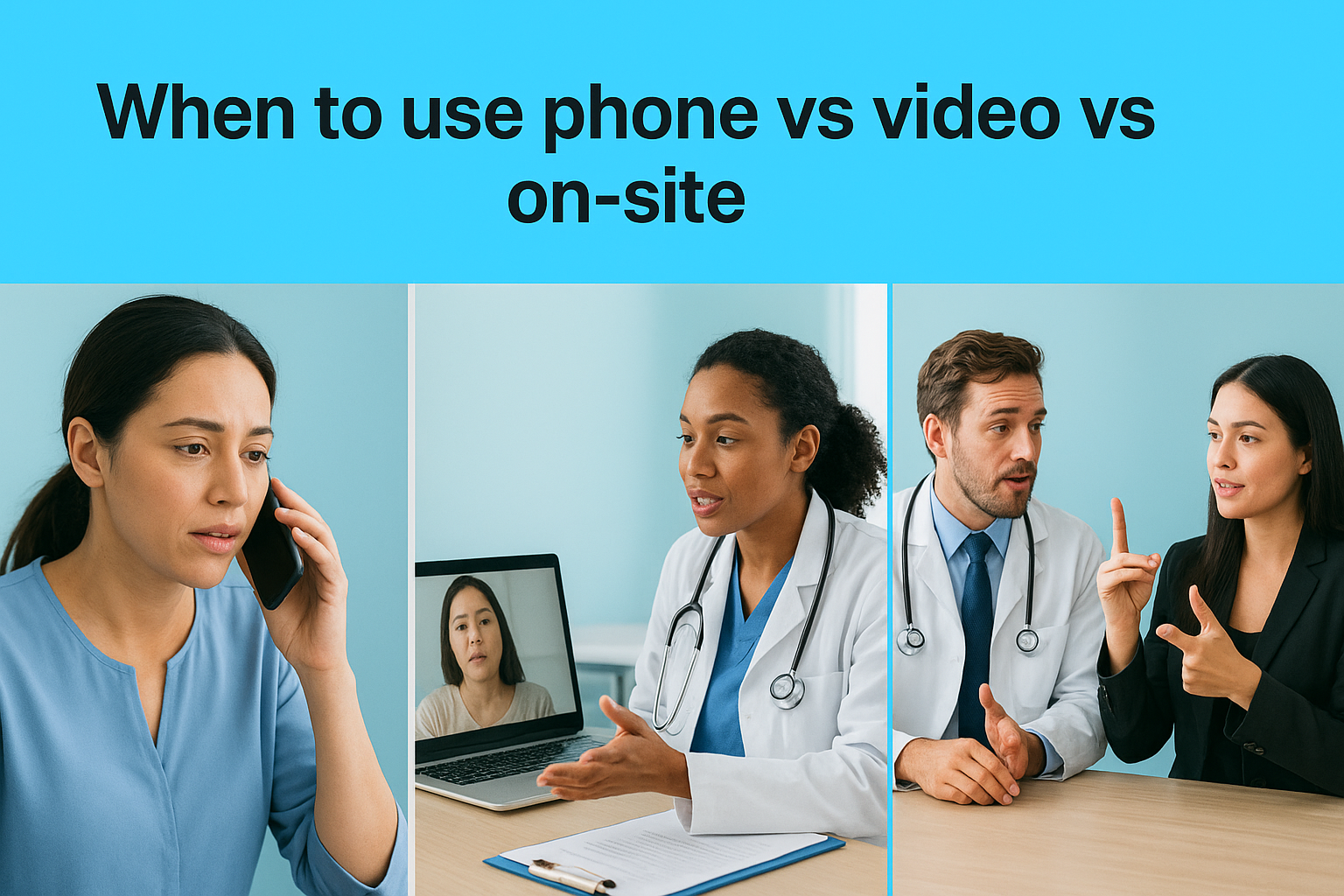 When to use phone vs video vs on-site