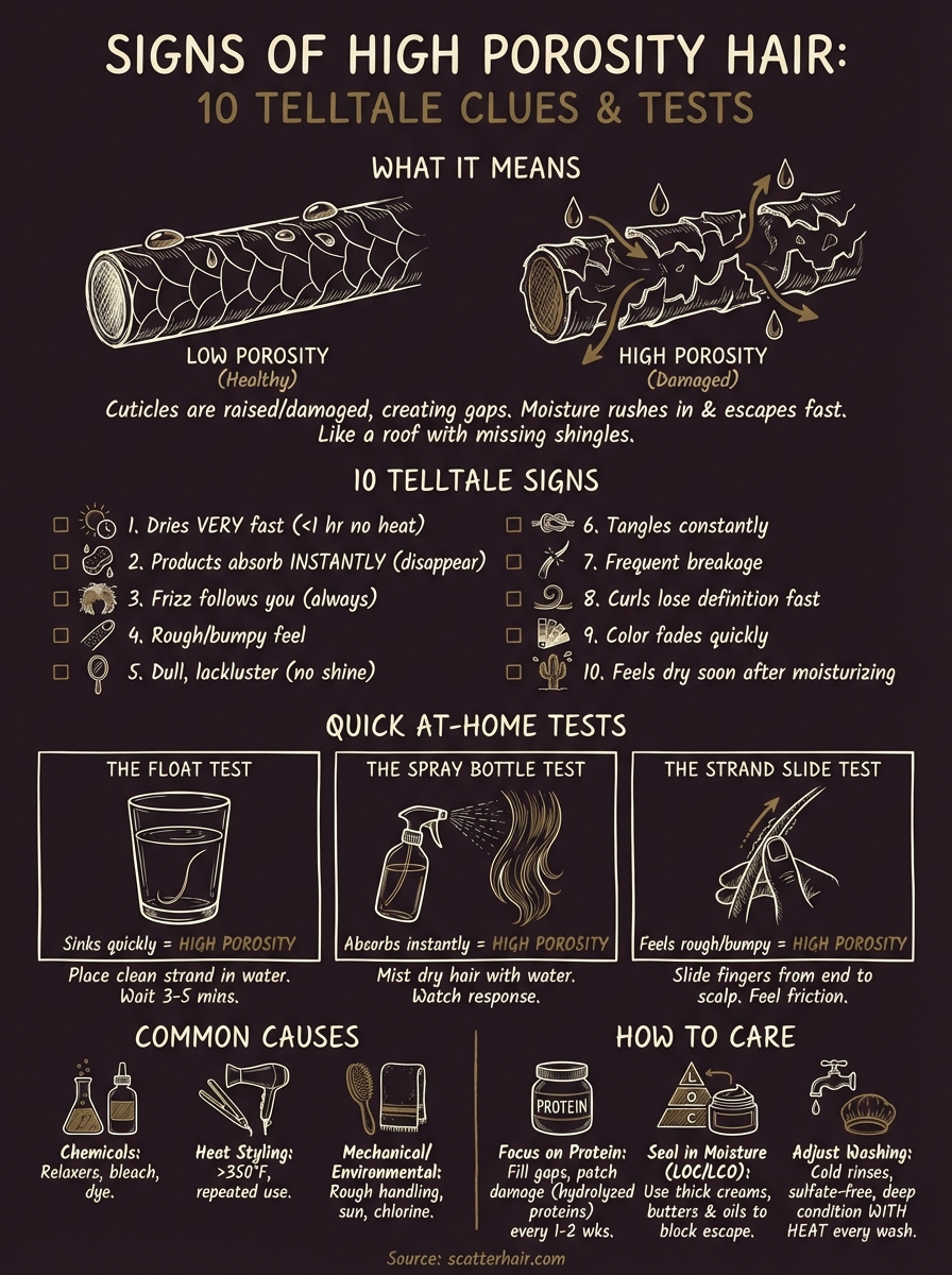 signs of high porosity hair infographic