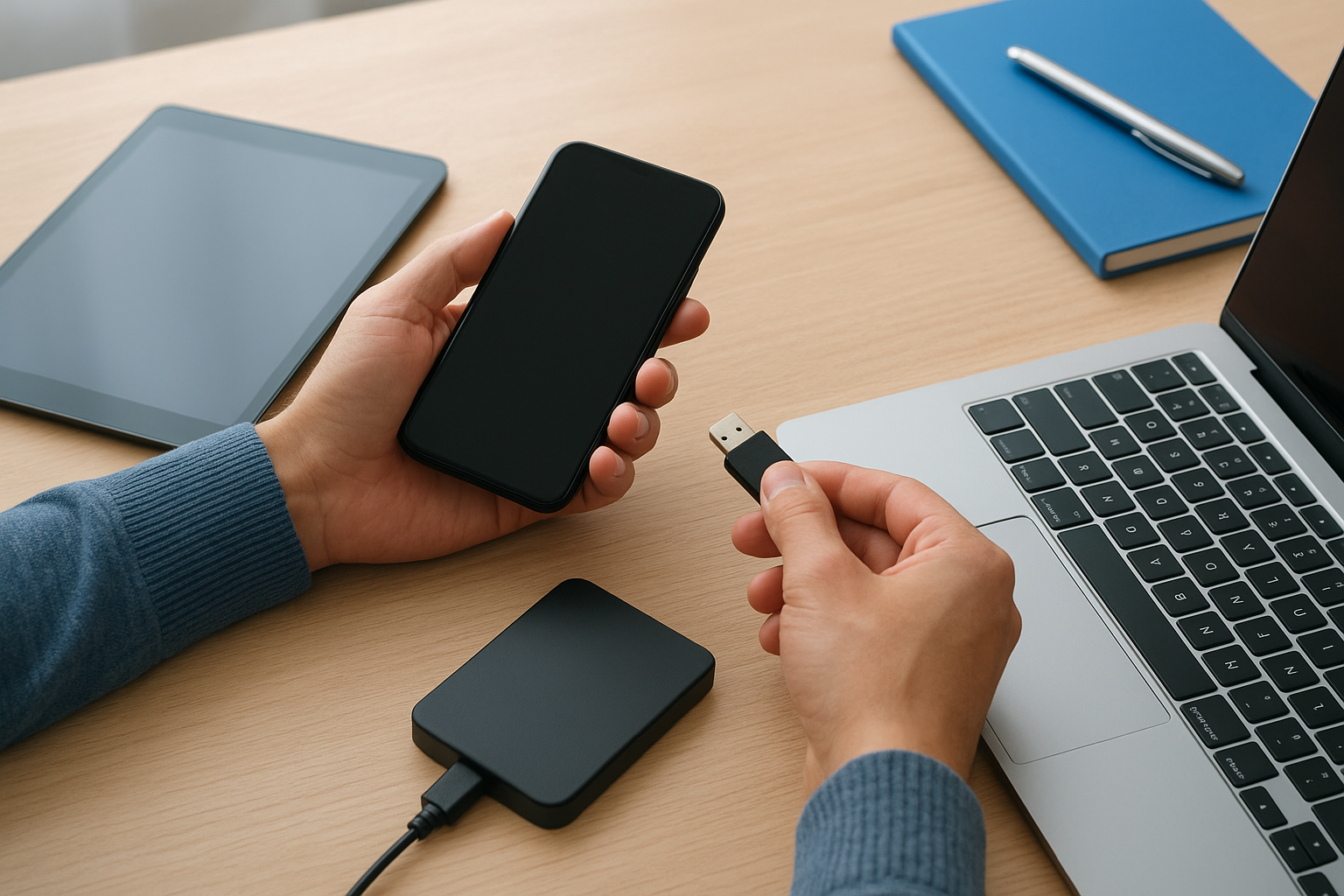 Before you go: back up data and prep your devices