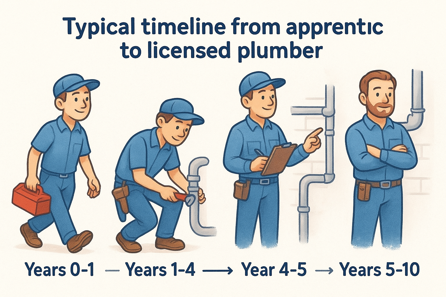 Typical timeline from apprentice to licensed plumber