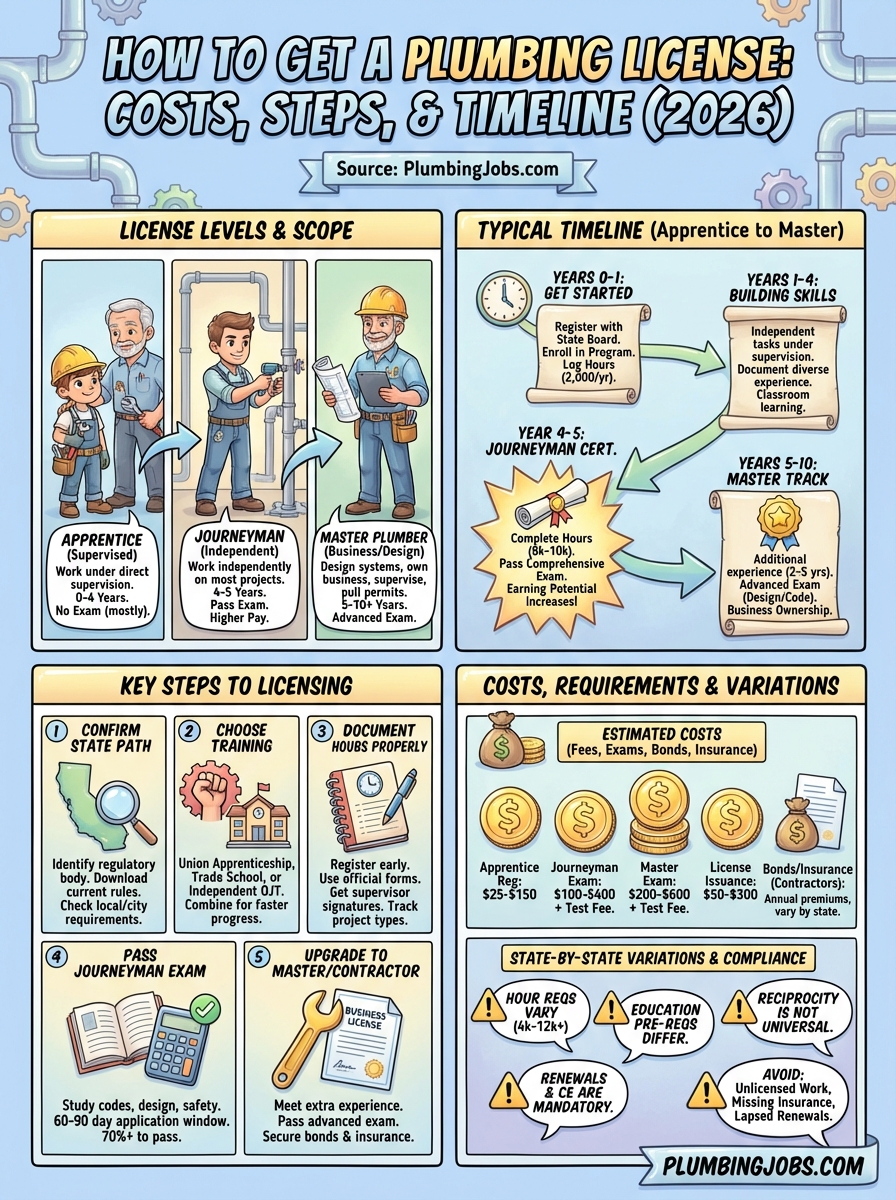 how to get a plumbing license infographic