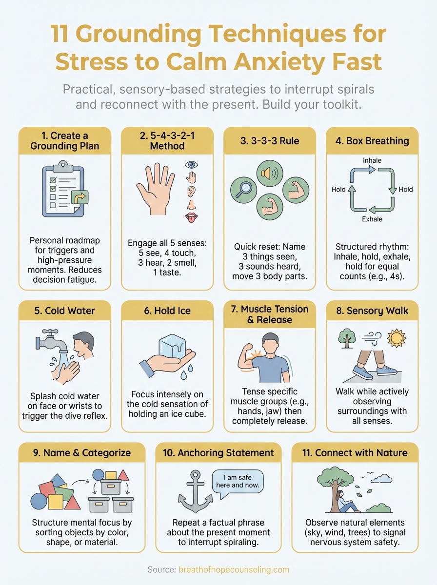 grounding techniques for stress infographic