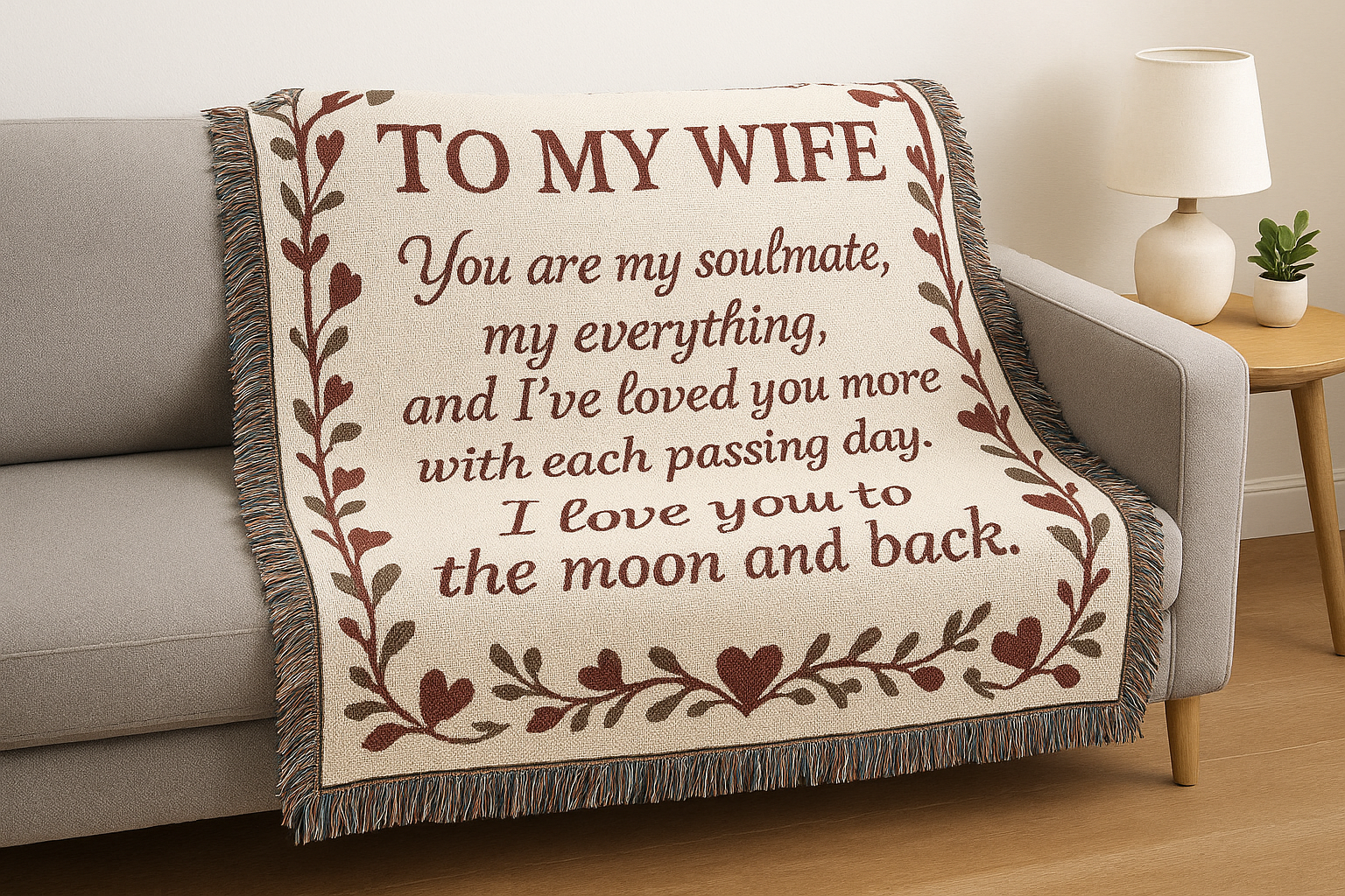 4. Woven blanket with a romantic message