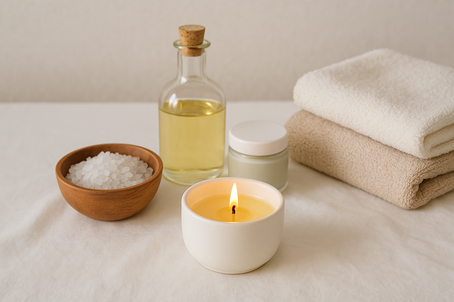 8. Massage candle and luxe bath set