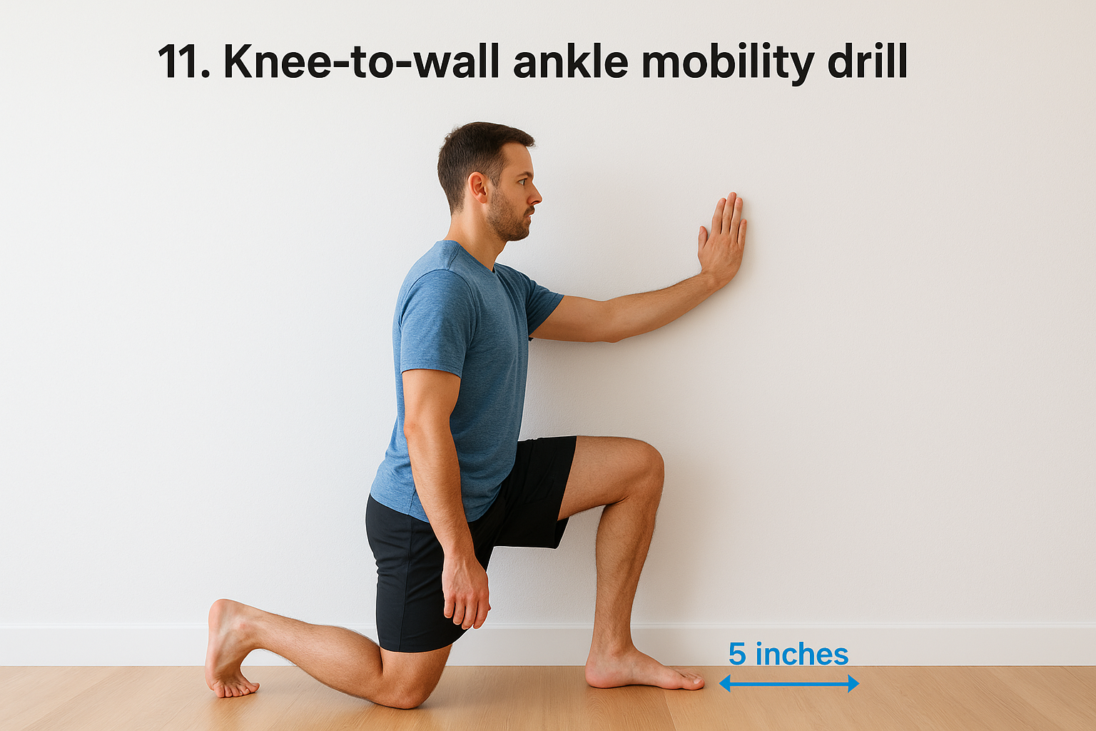 11. Knee-to-wall ankle mobility drill