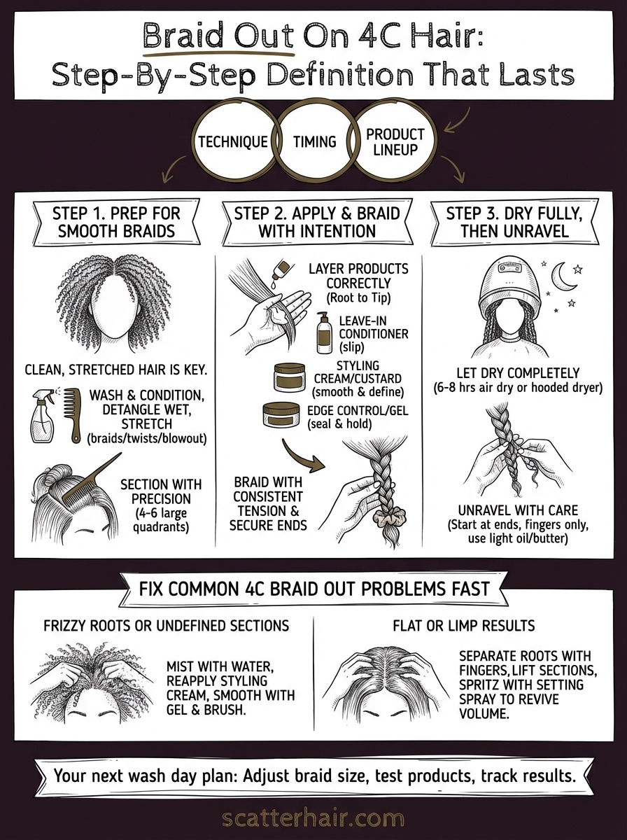 braid out on 4c hair infographic