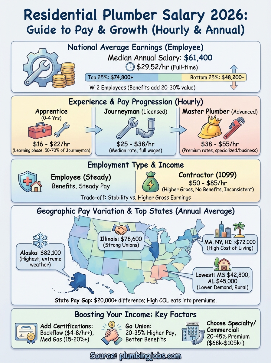 residential plumber salary infographic