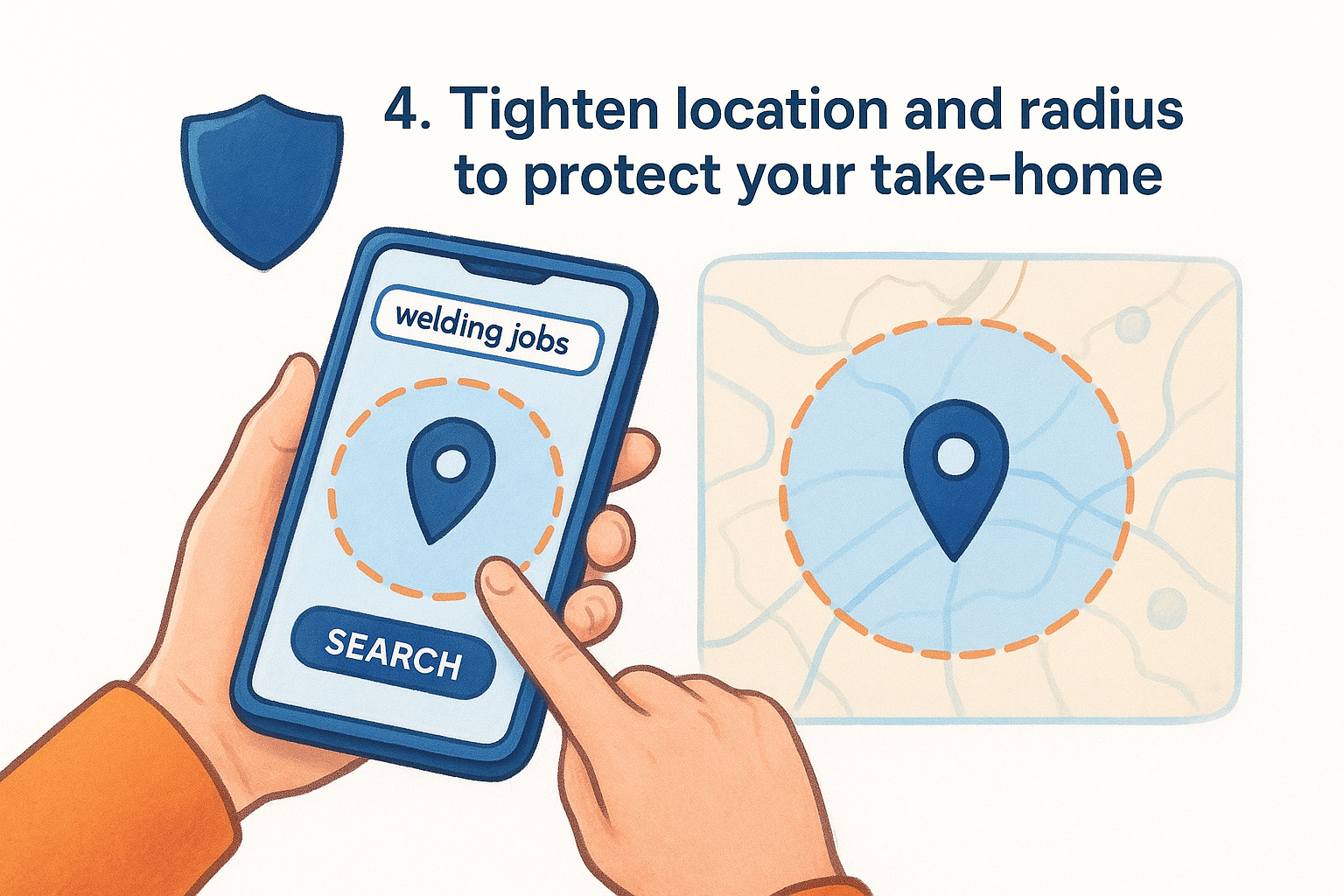 4. Tighten location and radius to protect your take-home