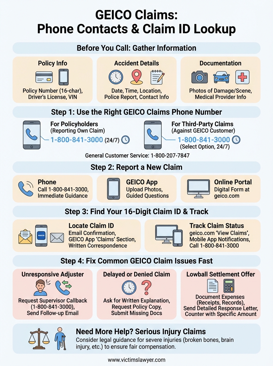 geico claims number infographic