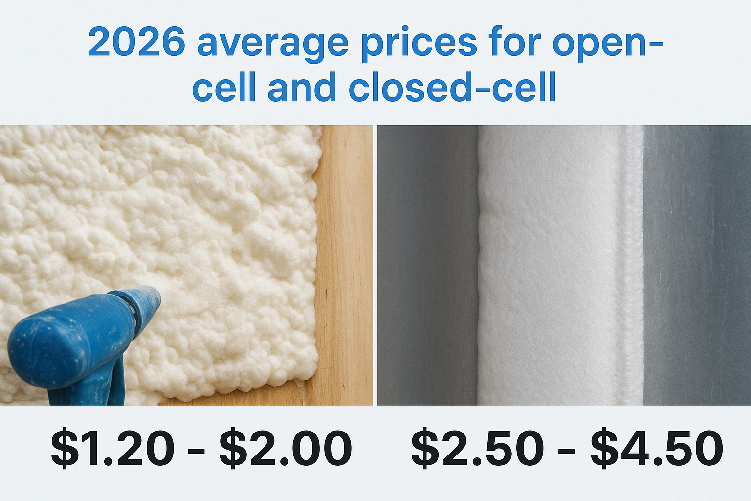 2026 average prices for open-cell and closed-cell