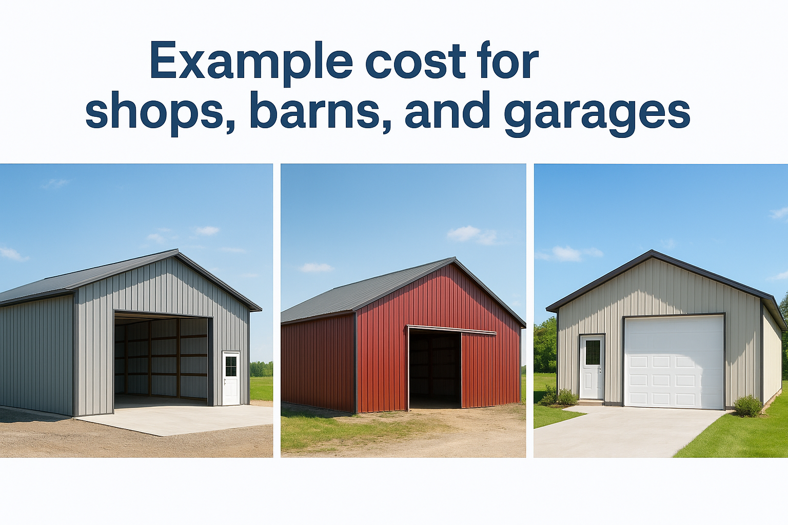 Example costs for shops, barns, and garages