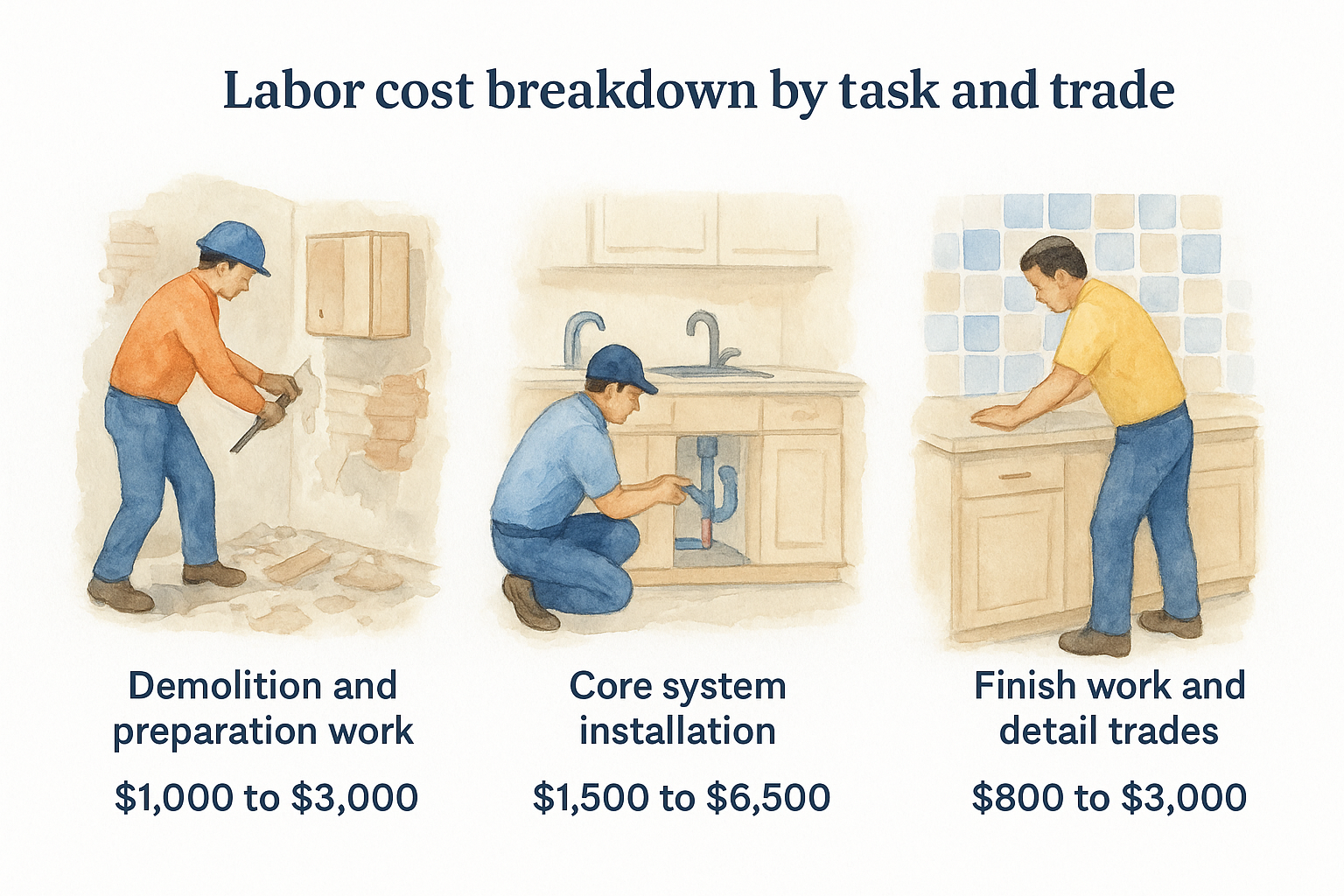 Labor cost breakdown by task and trade