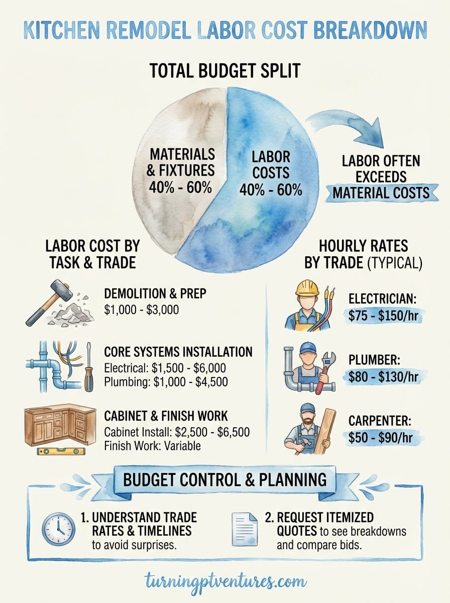 kitchen remodel labor cost infographic