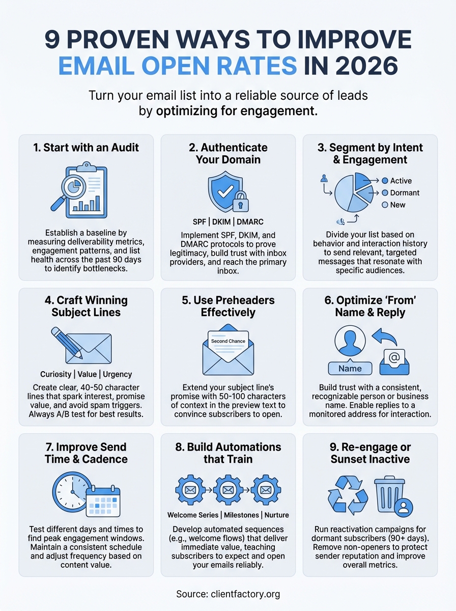 9 Proven Ways To Improve Email Open Rates In 2026 improve email open rates infographic