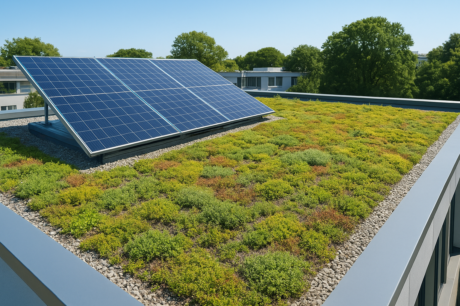Blue-green roofs and hybrid systems