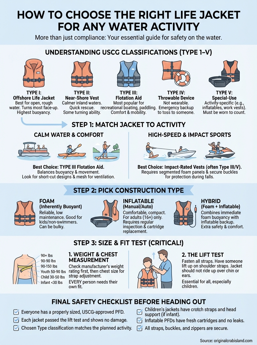 how to choose the right life jacket infographic