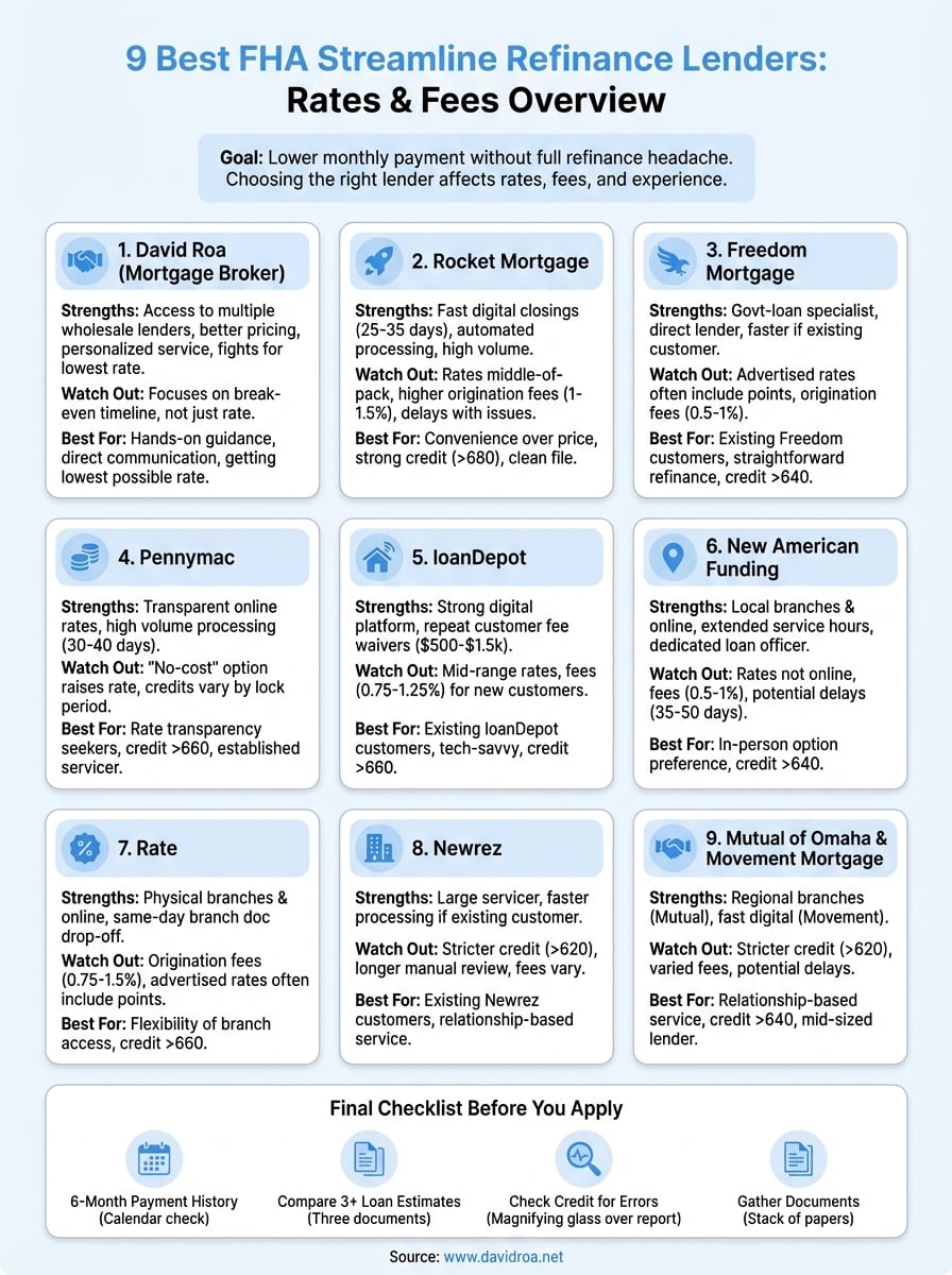 fha streamline refinance lenders infographic