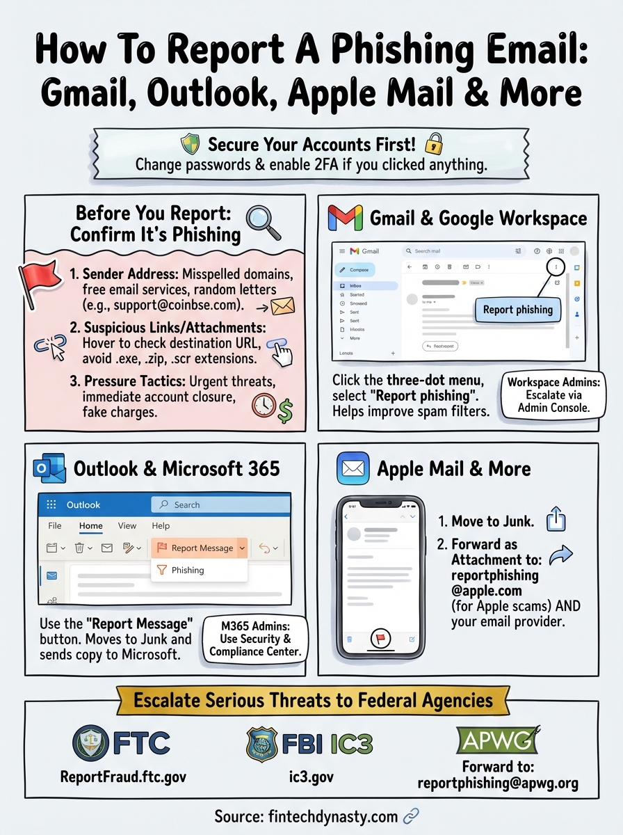 how to report a phishing email infographic