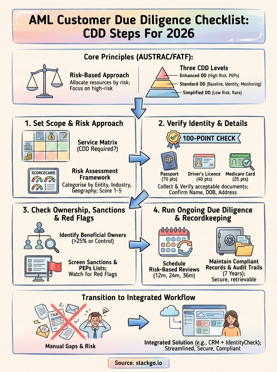 aml customer due diligence checklist infographic
