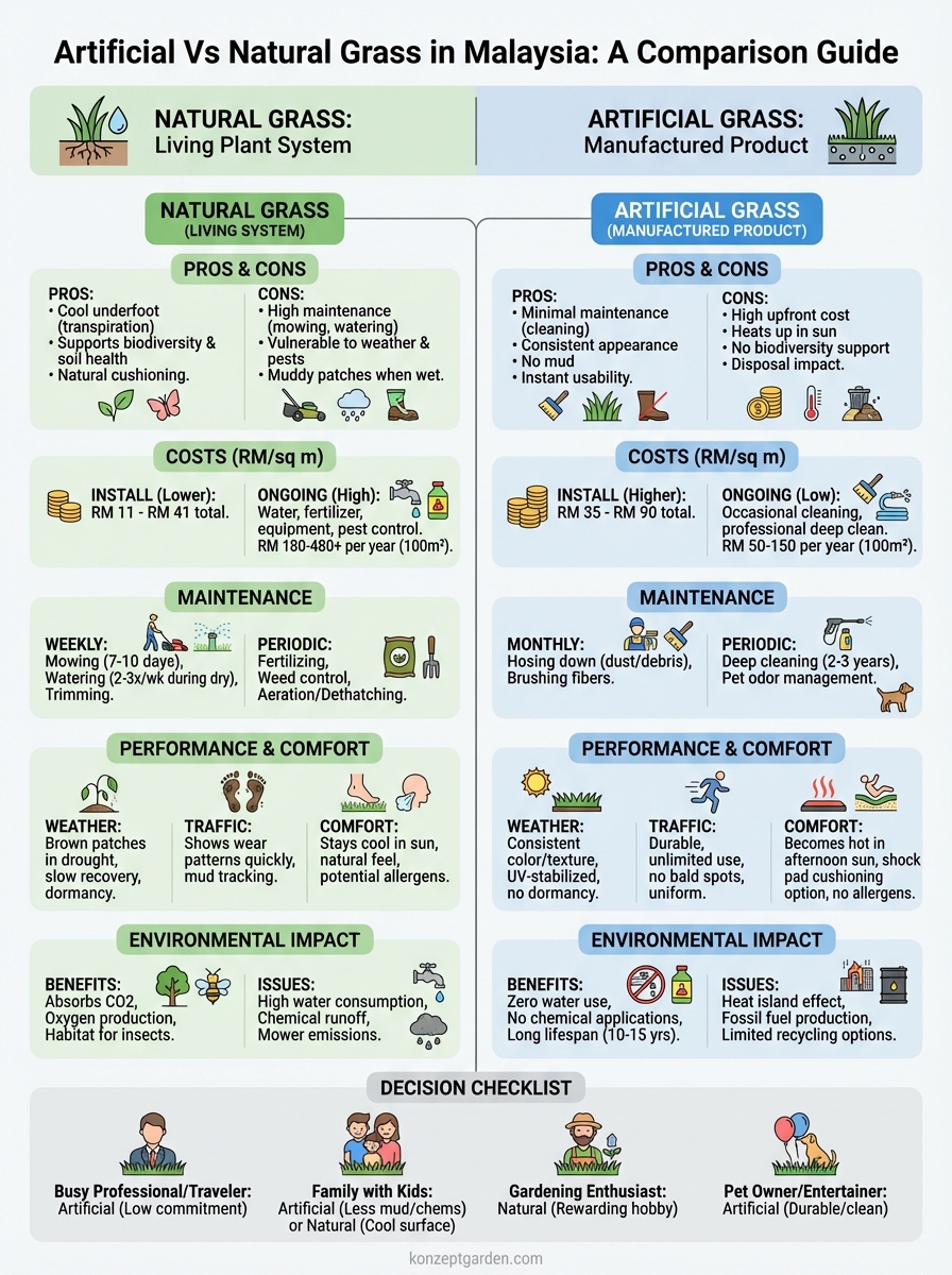 artificial grass vs natural grass infographic