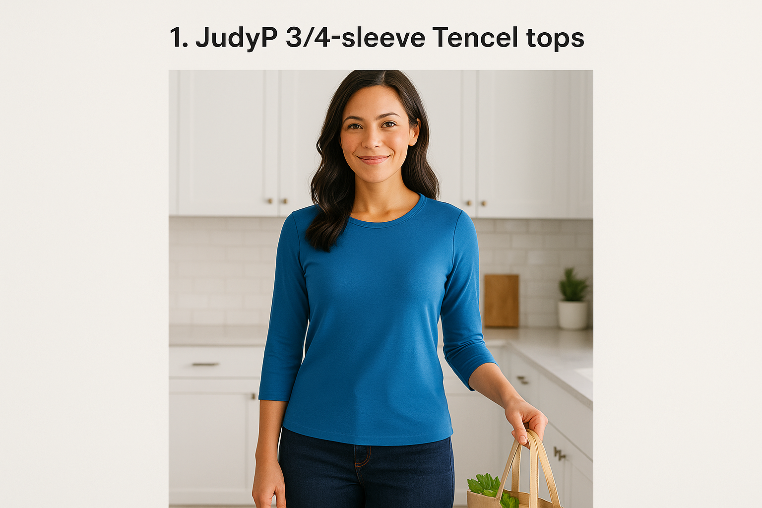 1. JudyP 3/4-sleeve Tencel tops