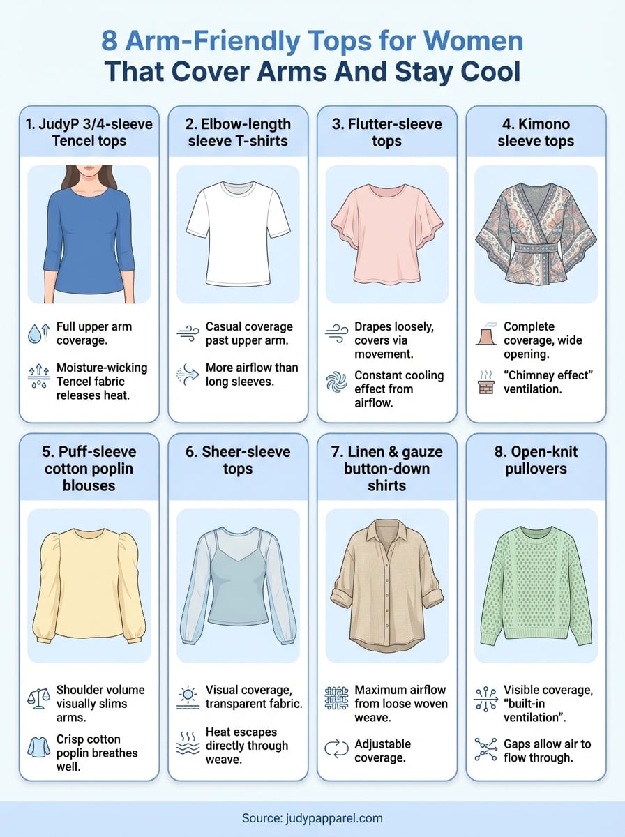 arm-friendly tops for women infographic