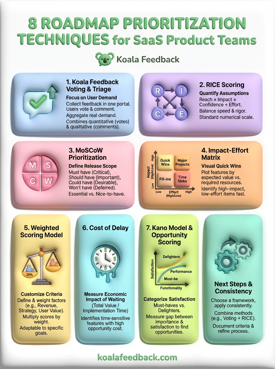 roadmap prioritization techniques infographic