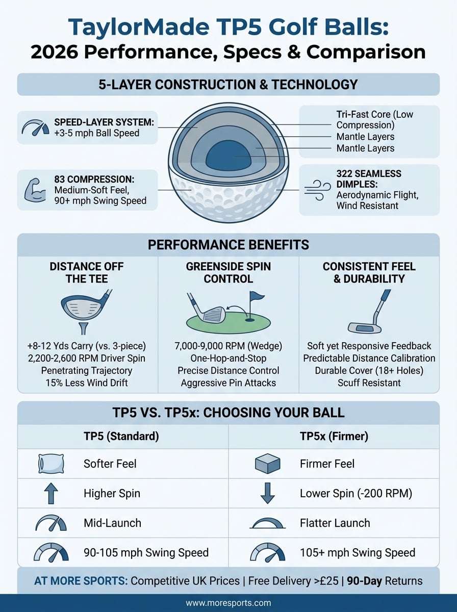 taylormade tp5 golf balls infographic