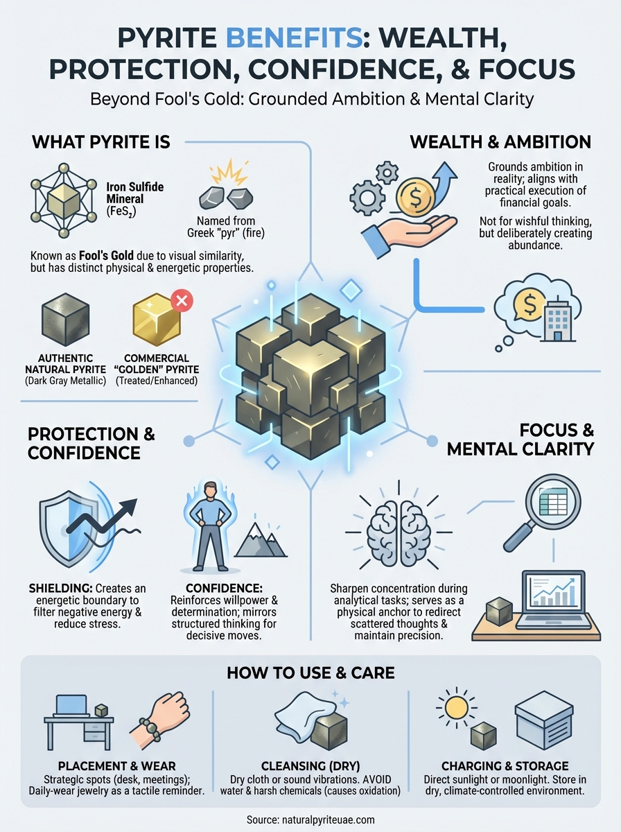 pyrite benefits infographic