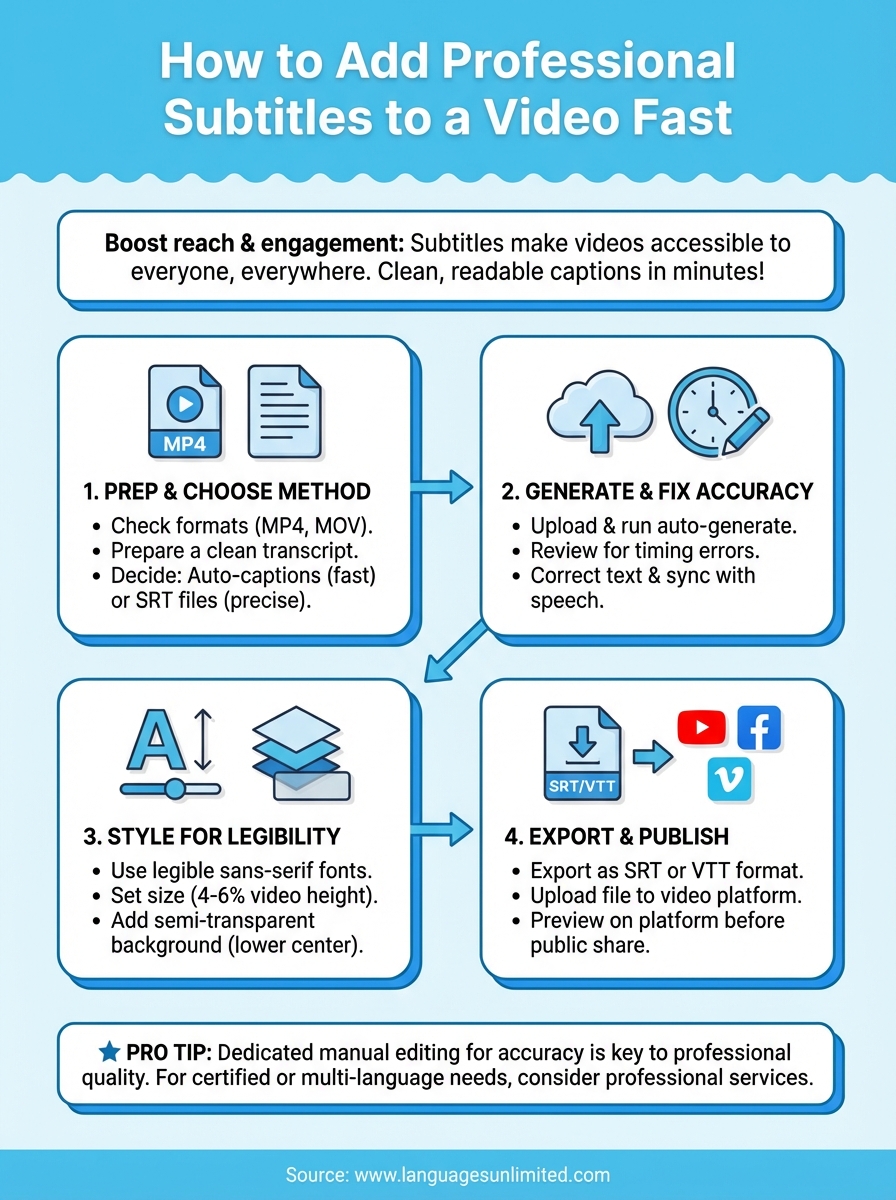 how to add subtitles to a video infographic