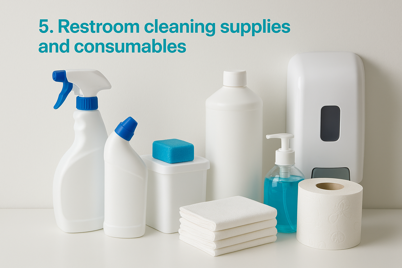 5. Restroom cleaning supplies and consumables