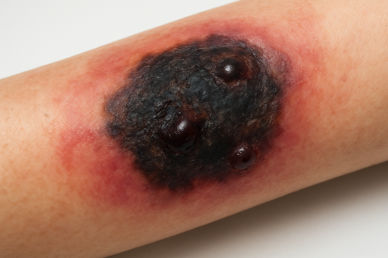 What skin necrosis can look like