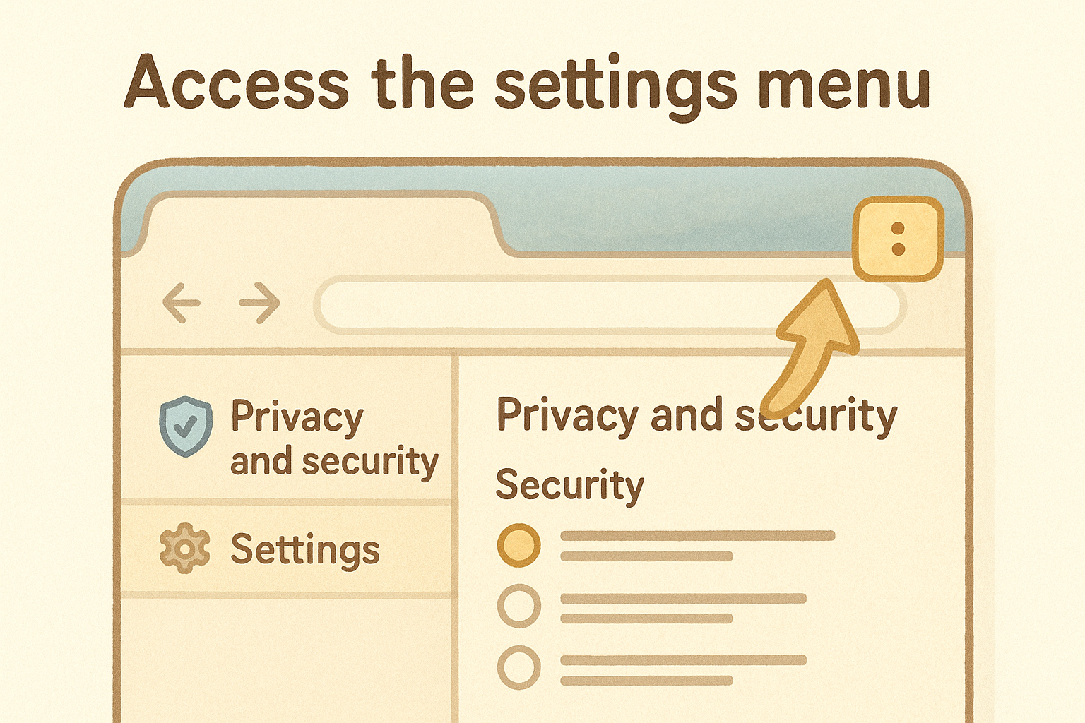 Access the settings menu
