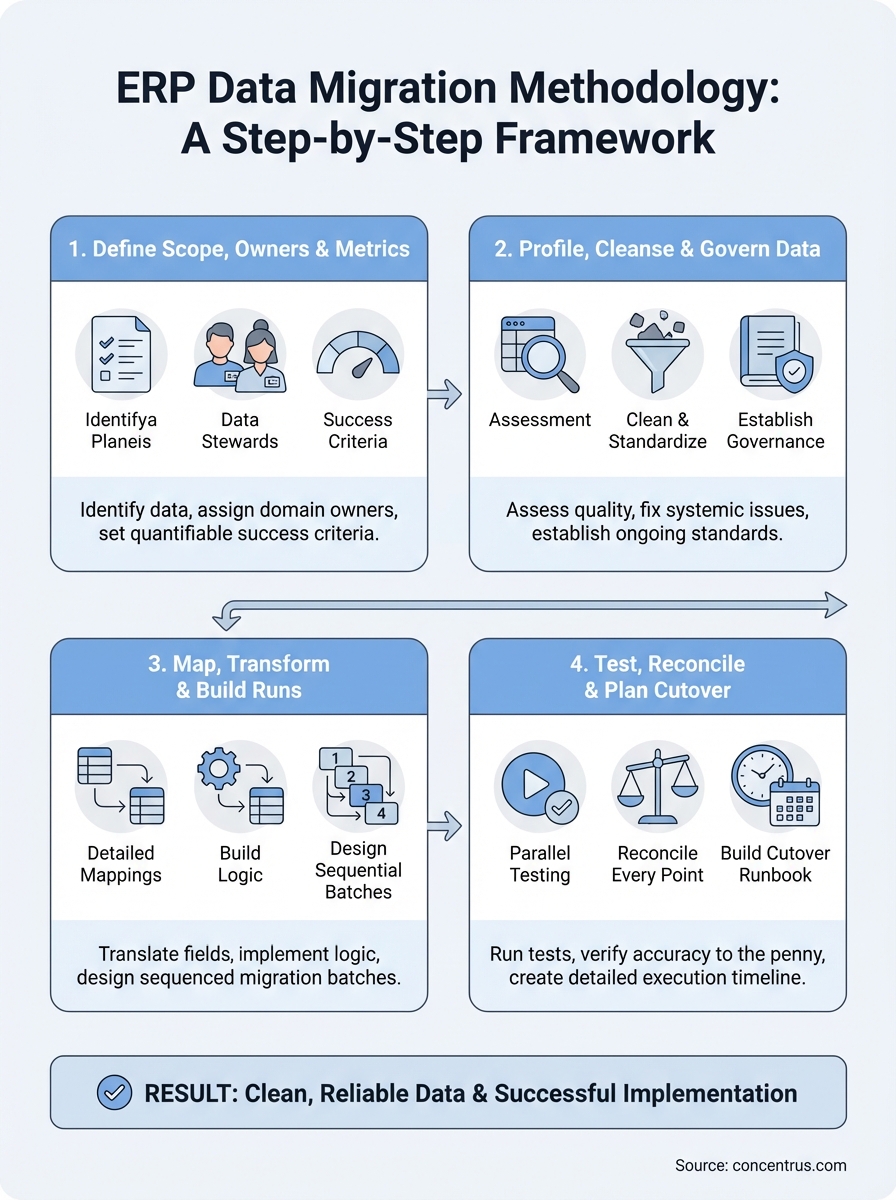 erp data migration methodology infographic