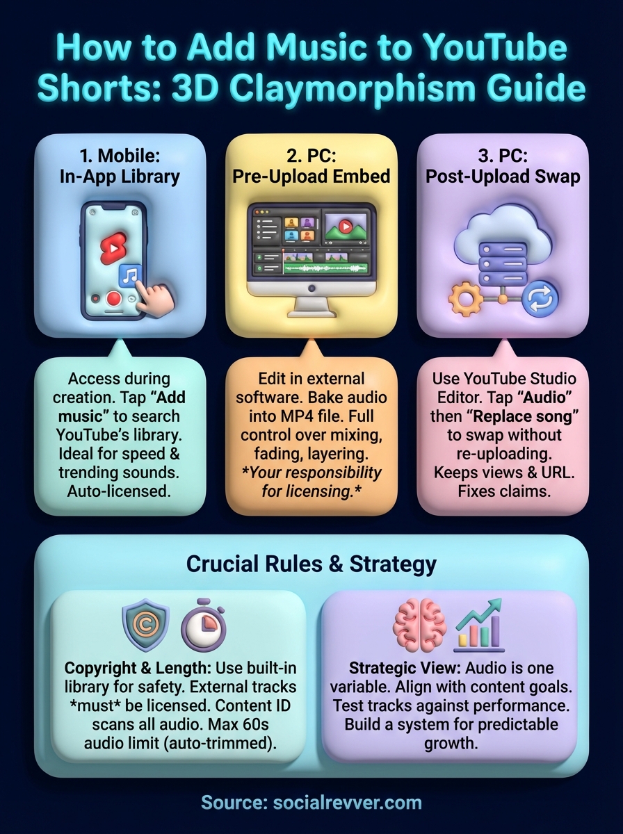 how to add music to youtube shorts infographic