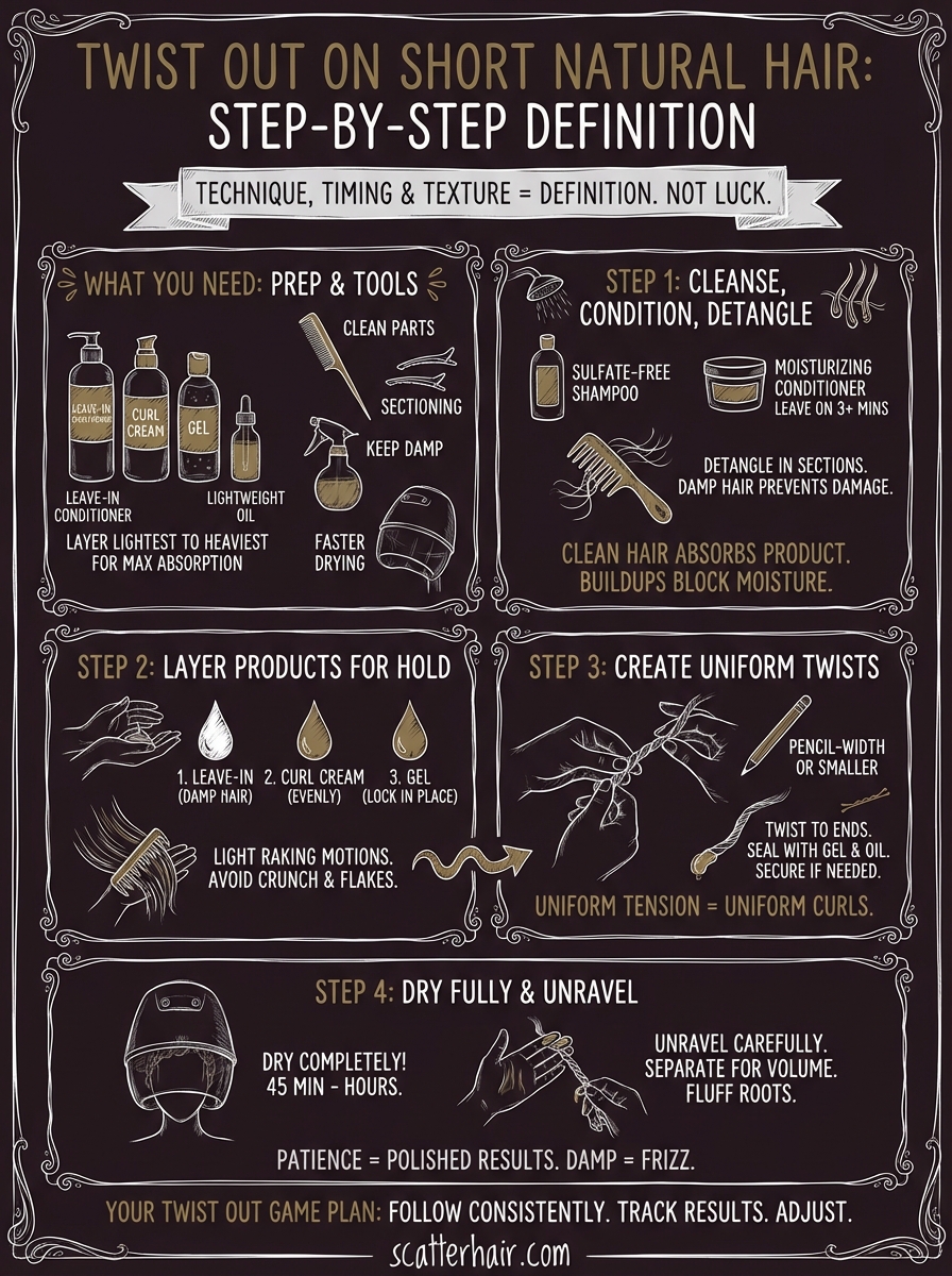 twist out on short natural hair infographic